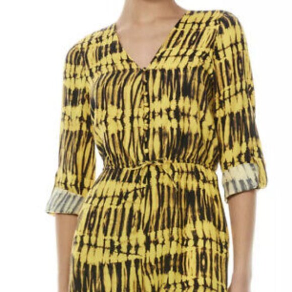 Alice + Olivia Winnie Button Front Roll Cuff Sun Drenched Romper Size 8 NWT - Picture 9 of 9